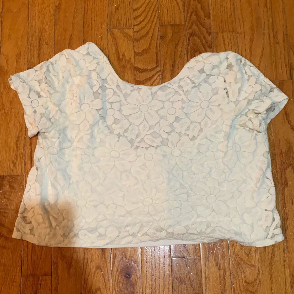 Show me your mumu white lace shirt